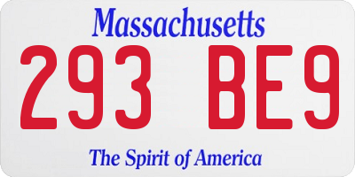 MA license plate 293BE9