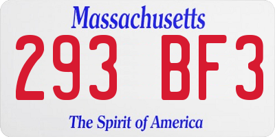 MA license plate 293BF3
