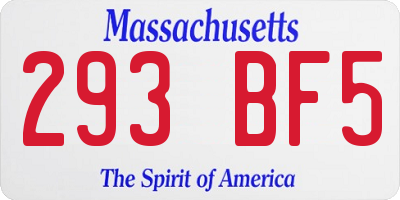 MA license plate 293BF5