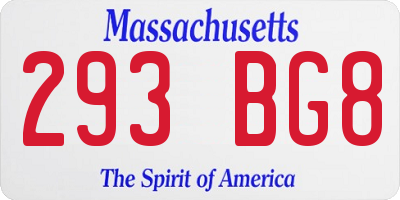MA license plate 293BG8