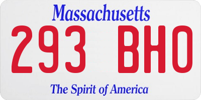 MA license plate 293BH0
