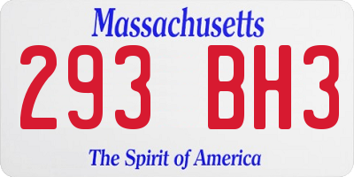 MA license plate 293BH3