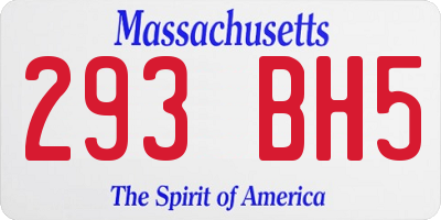 MA license plate 293BH5