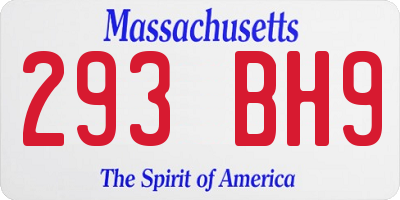 MA license plate 293BH9