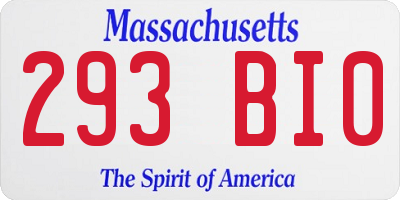 MA license plate 293BI0