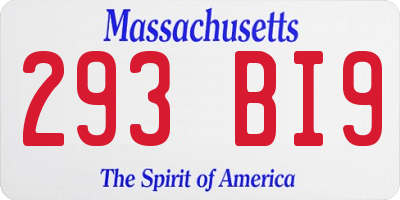 MA license plate 293BI9
