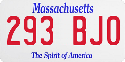 MA license plate 293BJ0