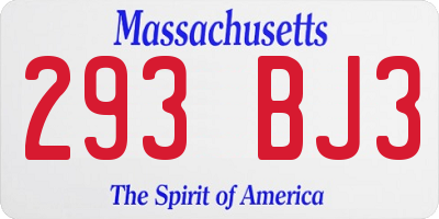 MA license plate 293BJ3