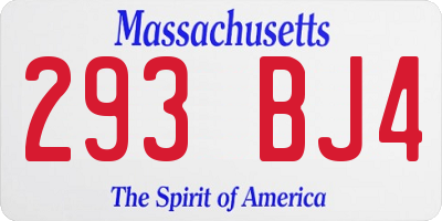 MA license plate 293BJ4