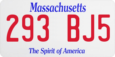 MA license plate 293BJ5
