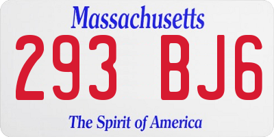 MA license plate 293BJ6