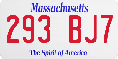 MA license plate 293BJ7