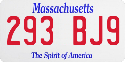 MA license plate 293BJ9