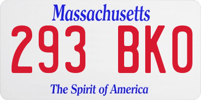 MA license plate 293BK0