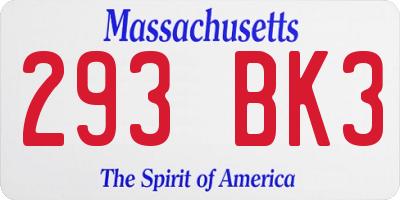 MA license plate 293BK3