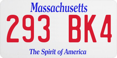 MA license plate 293BK4