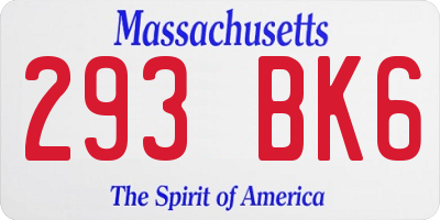 MA license plate 293BK6