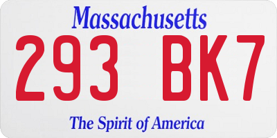 MA license plate 293BK7