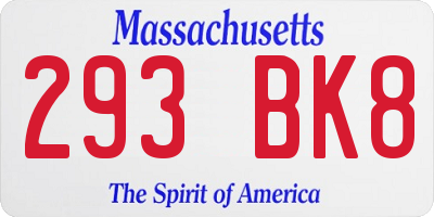 MA license plate 293BK8