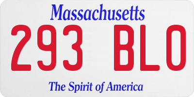 MA license plate 293BL0