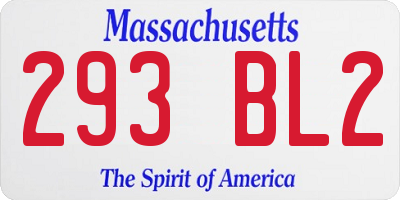 MA license plate 293BL2