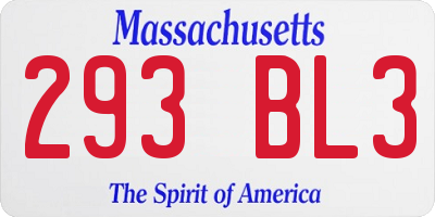 MA license plate 293BL3