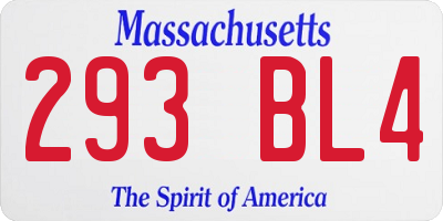 MA license plate 293BL4