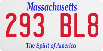MA license plate 293BL8