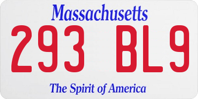 MA license plate 293BL9