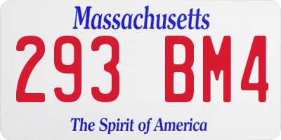 MA license plate 293BM4