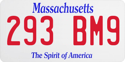 MA license plate 293BM9