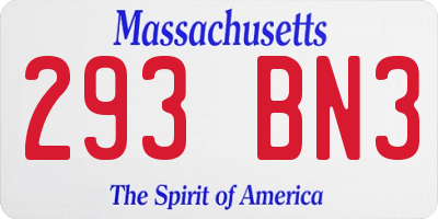MA license plate 293BN3