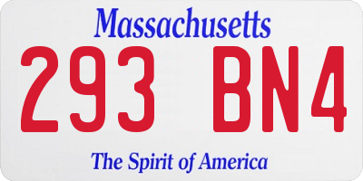 MA license plate 293BN4