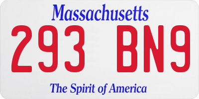 MA license plate 293BN9