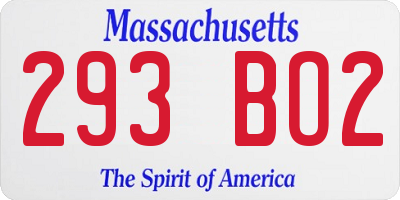 MA license plate 293BO2