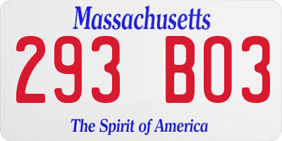 MA license plate 293BO3