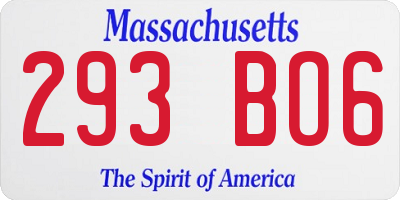 MA license plate 293BO6