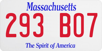 MA license plate 293BO7