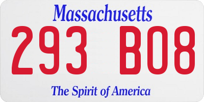 MA license plate 293BO8