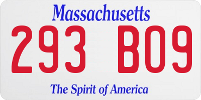 MA license plate 293BO9