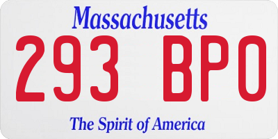 MA license plate 293BP0