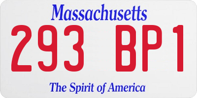 MA license plate 293BP1