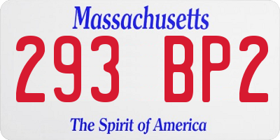MA license plate 293BP2