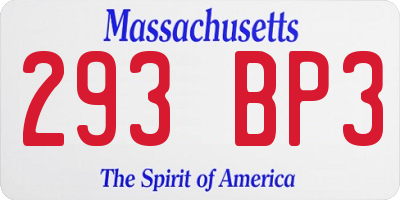 MA license plate 293BP3
