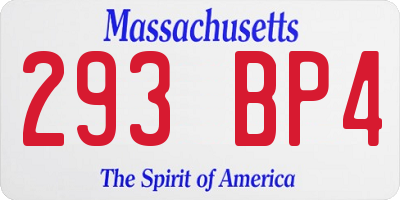 MA license plate 293BP4