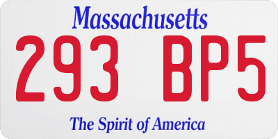 MA license plate 293BP5