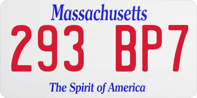 MA license plate 293BP7