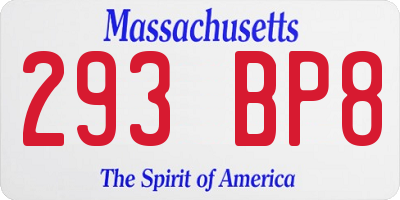 MA license plate 293BP8