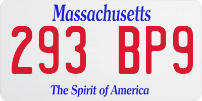 MA license plate 293BP9