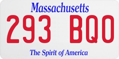 MA license plate 293BQ0